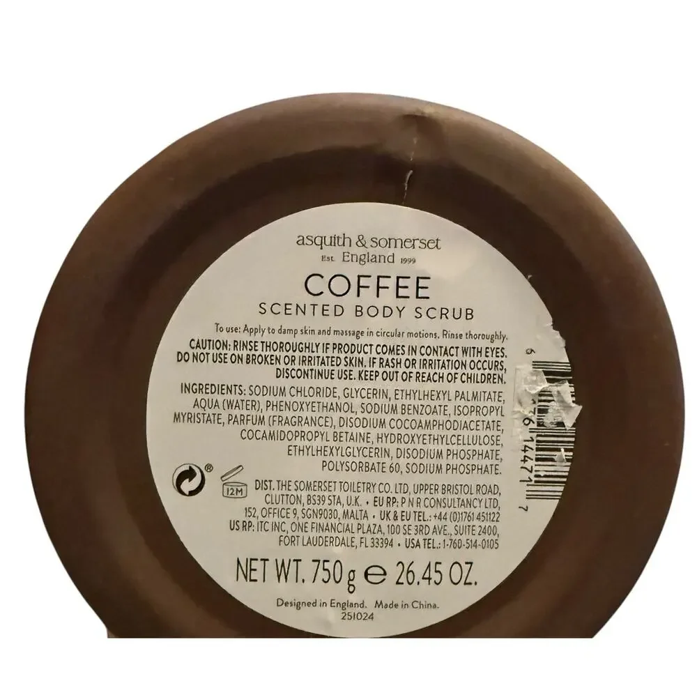 Asquith & Somerset Body‎ Scrub Coffee Scented Exfoliating 26 oz